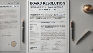 Format of Board Resolution to Close Bank Account